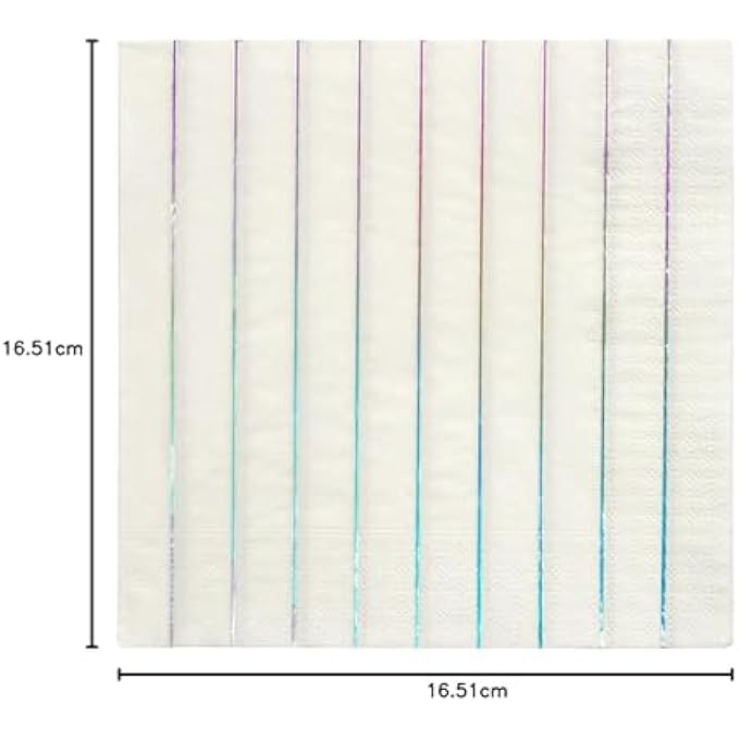 SILVER HOLOGRAPHIC STRIPED LARGE NAPKINS  PACK OF 16, FOIL PARTY NAPKINS FOR BIRTHDAYS & CELEBRATIONS, STYLISH TABLE DECOR, DRINKS, APPETIZERS & DESSERTS - Image 3